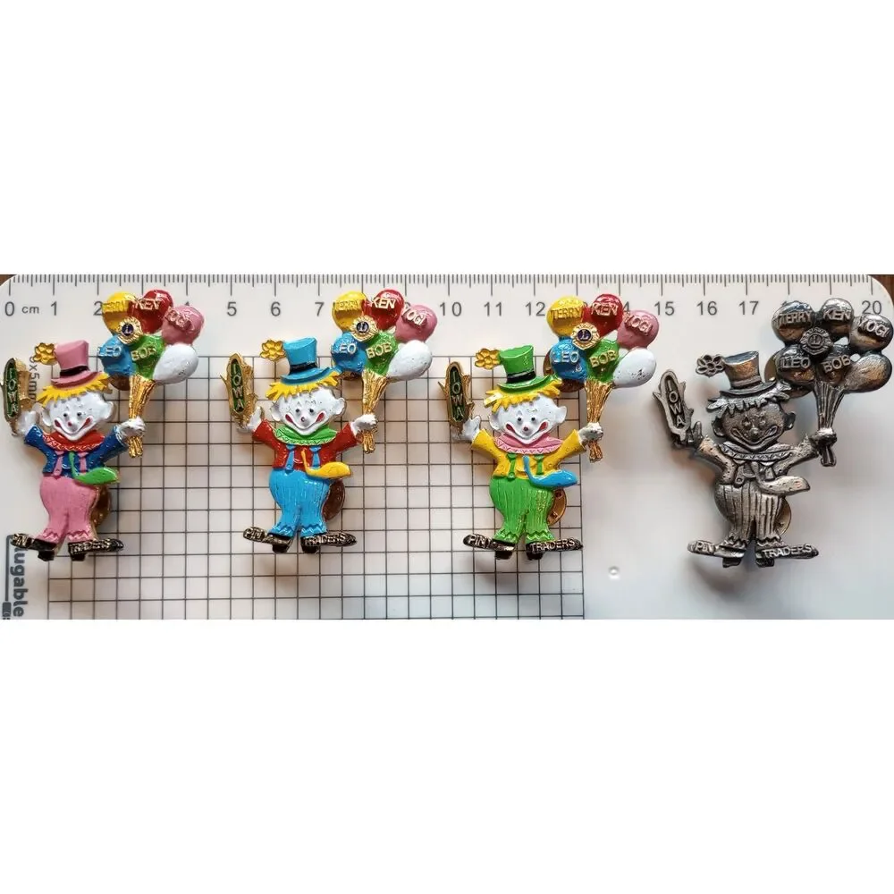 Vintage Lions Club International Lapel Pin Traders Iowa State Clowns lot of 4